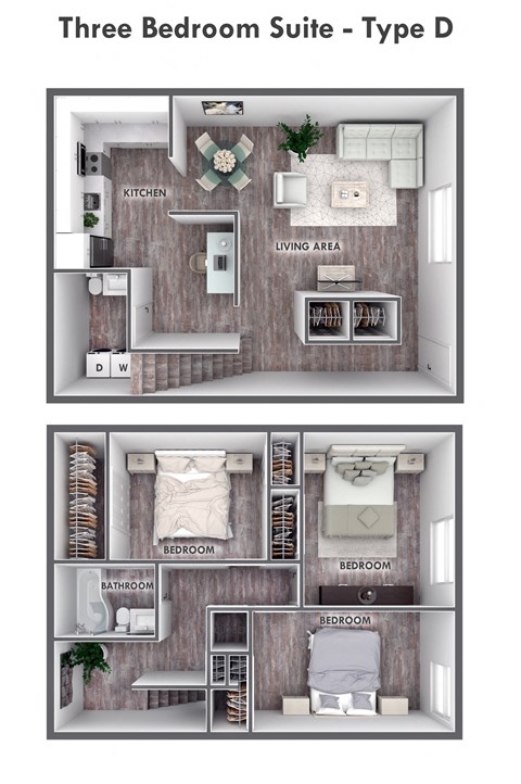 a floor plan of a 3 bedroom suite